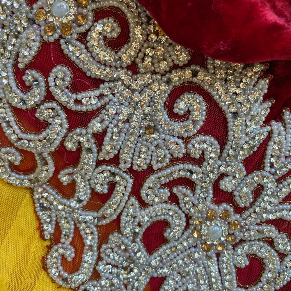 Unbranded Red & Yellow Beaded & Sequined Gown Dress Costume, Sz XL/14 - Picture 5 of 16